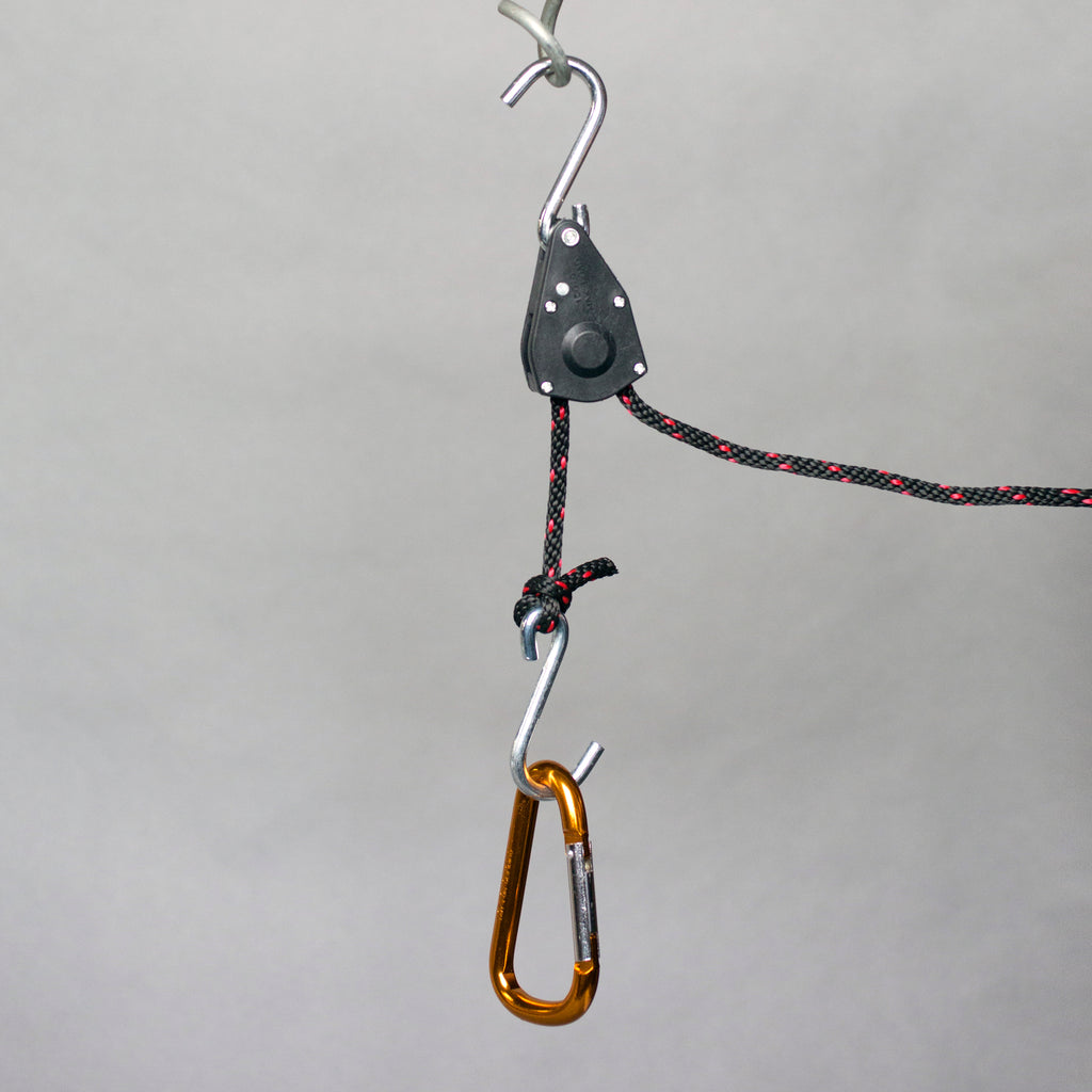 Locking Ratchet Pulley - 1/4 Rope - 150 lbs Capacity - 5 gallons or l –  The Brew Bag